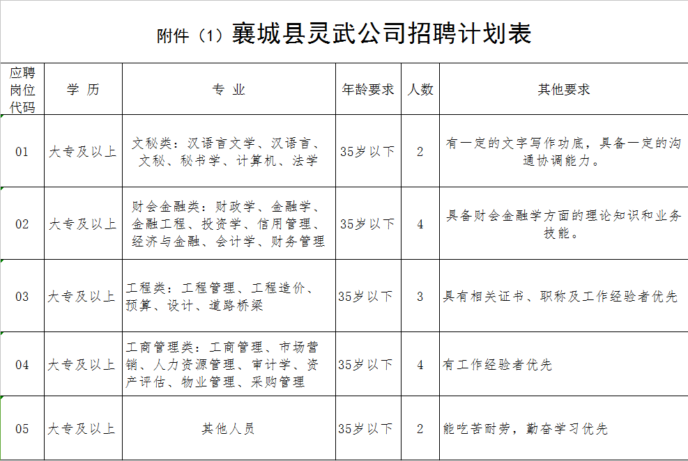 2020河南许昌襄城县灵武城市开发建设有限公司招聘公告(15人)图1